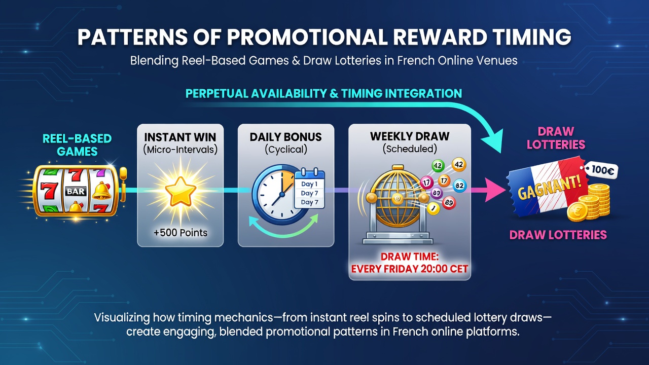 French online gaming platform interface showing reel-based slots integrated with lottery draw elements